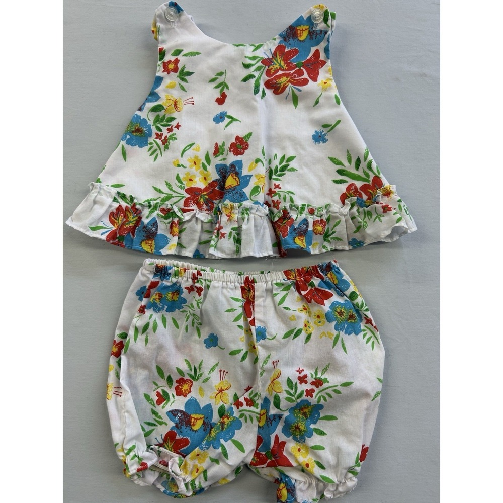 Vintage 90s Two Piece Baby Romper Set By Little Miracles Size 6-9 Months